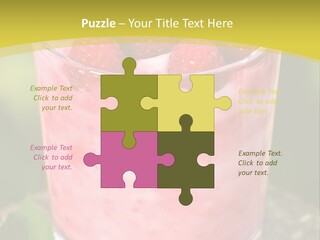 A Glass Of Raspberry Yogurt On A Wooden Table PowerPoint Template