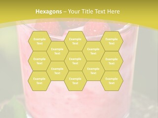A Glass Of Raspberry Yogurt On A Wooden Table PowerPoint Template