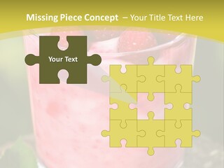 A Glass Of Raspberry Yogurt On A Wooden Table PowerPoint Template
