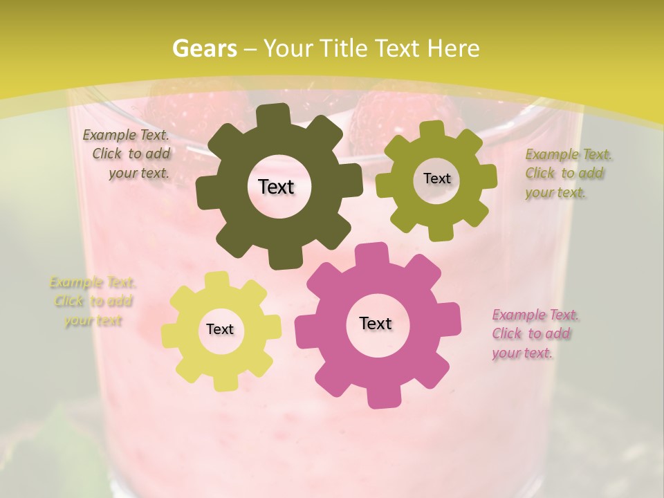 A Glass Of Raspberry Yogurt On A Wooden Table PowerPoint Template