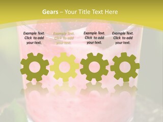 A Glass Of Raspberry Yogurt On A Wooden Table PowerPoint Template