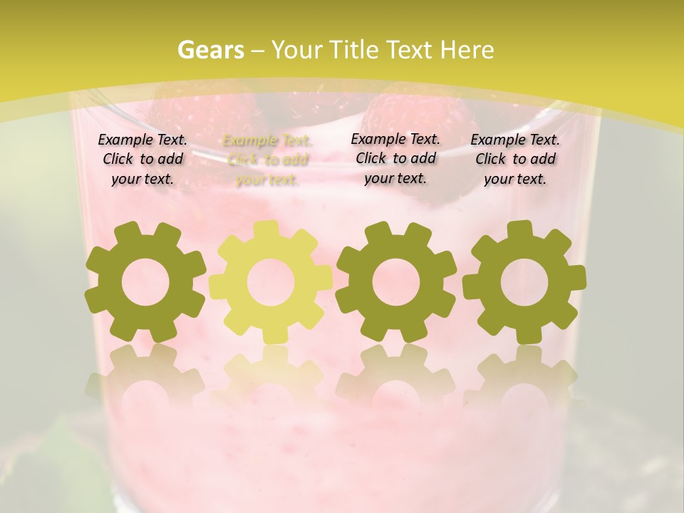 A Glass Of Raspberry Yogurt On A Wooden Table PowerPoint Template
