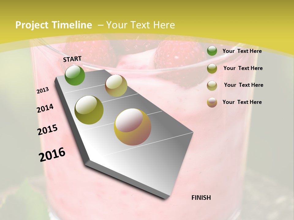 A Glass Of Raspberry Yogurt On A Wooden Table PowerPoint Template