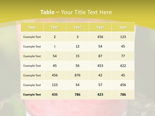 A Glass Of Raspberry Yogurt On A Wooden Table PowerPoint Template