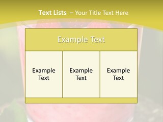 A Glass Of Raspberry Yogurt On A Wooden Table PowerPoint Template