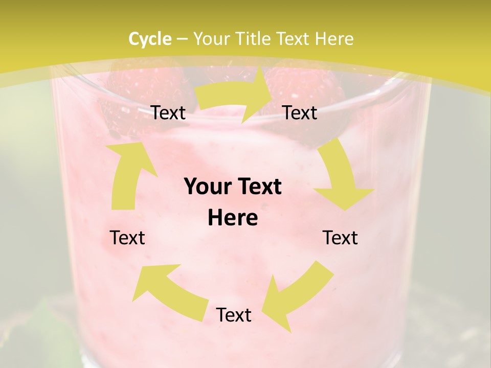 A Glass Of Raspberry Yogurt On A Wooden Table PowerPoint Template