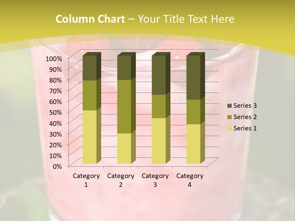 A Glass Of Raspberry Yogurt On A Wooden Table PowerPoint Template