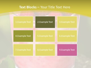 A Glass Of Raspberry Yogurt On A Wooden Table PowerPoint Template