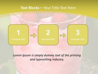 A Glass Of Raspberry Yogurt On A Wooden Table PowerPoint Template