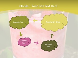A Glass Of Raspberry Yogurt On A Wooden Table PowerPoint Template