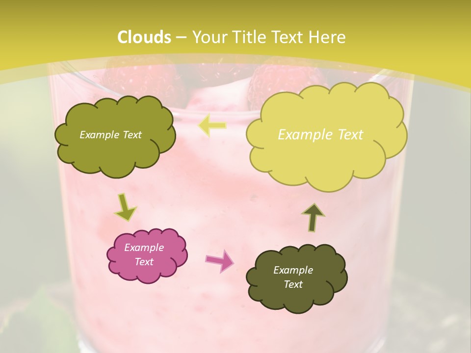 A Glass Of Raspberry Yogurt On A Wooden Table PowerPoint Template
