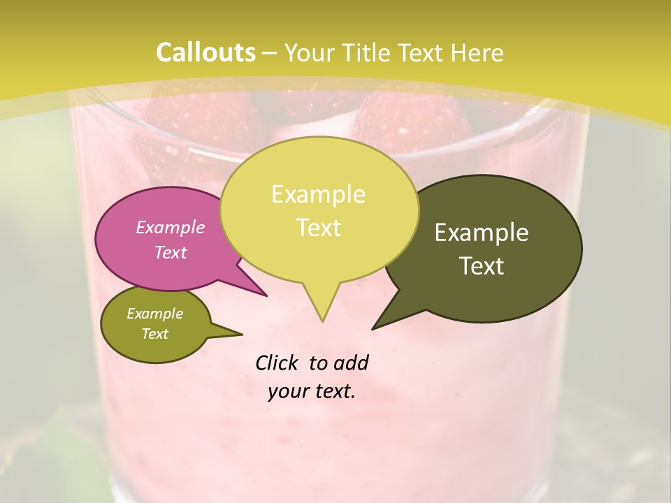 A Glass Of Raspberry Yogurt On A Wooden Table PowerPoint Template