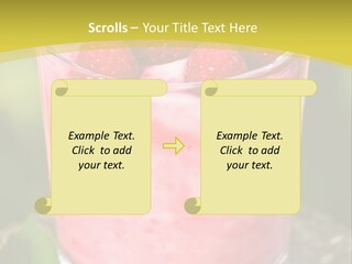 A Glass Of Raspberry Yogurt On A Wooden Table PowerPoint Template