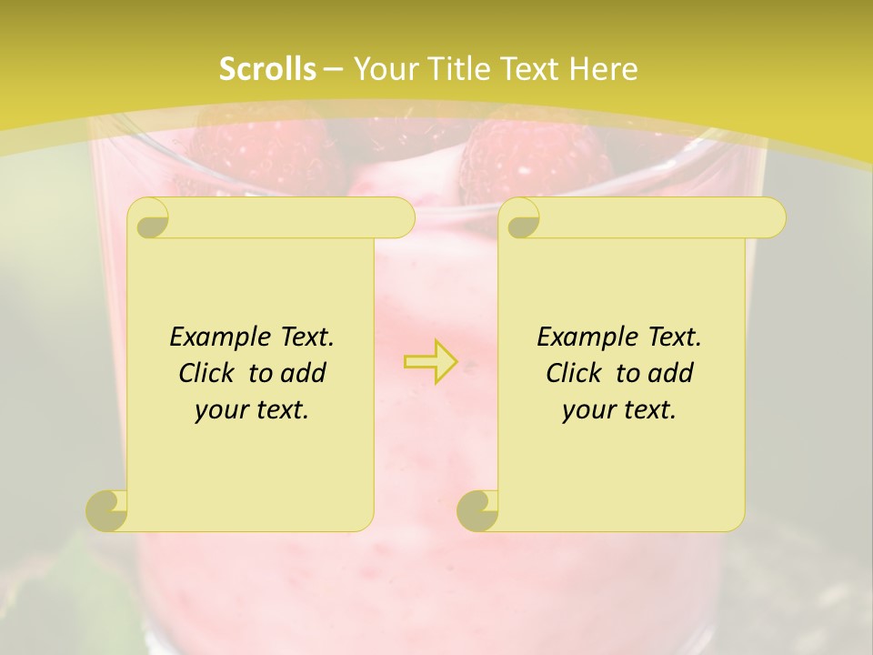 A Glass Of Raspberry Yogurt On A Wooden Table PowerPoint Template