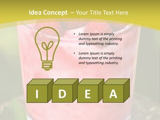 A Glass Of Raspberry Yogurt On A Wooden Table PowerPoint Template