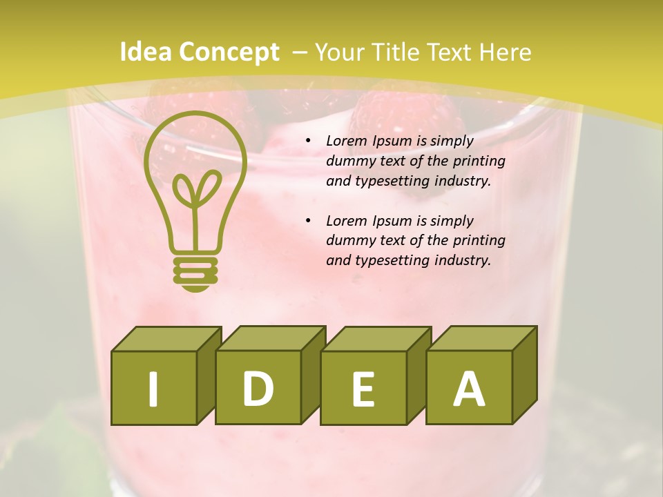 A Glass Of Raspberry Yogurt On A Wooden Table PowerPoint Template