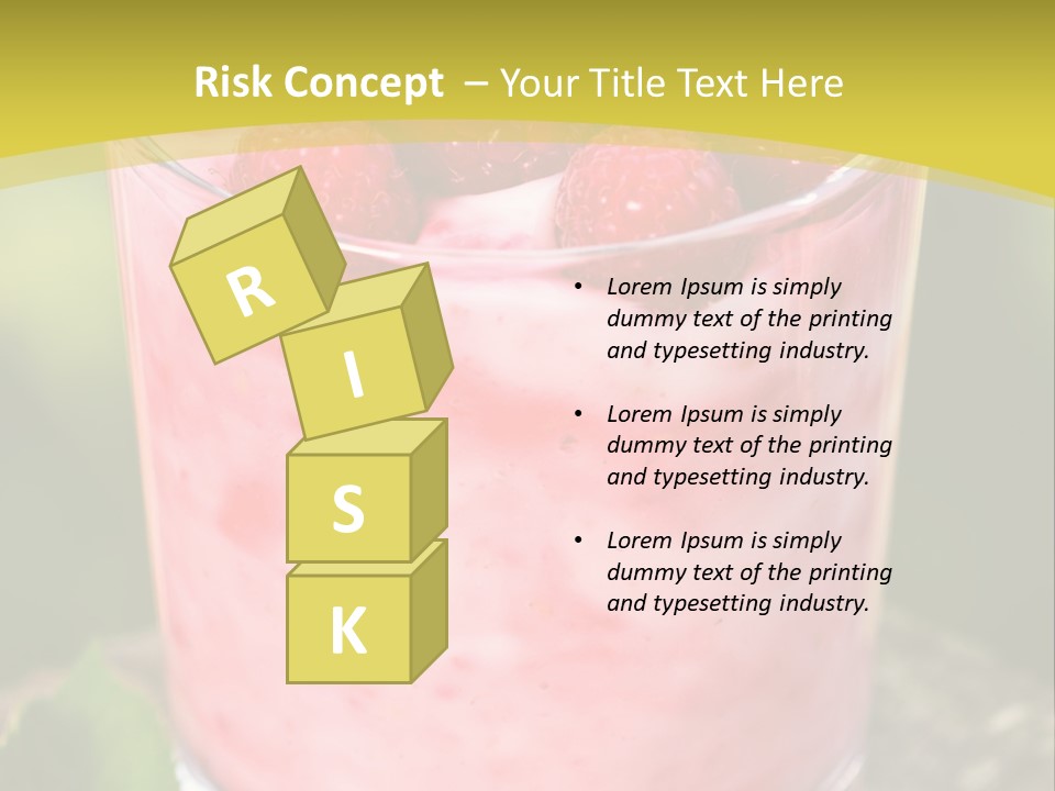 A Glass Of Raspberry Yogurt On A Wooden Table PowerPoint Template