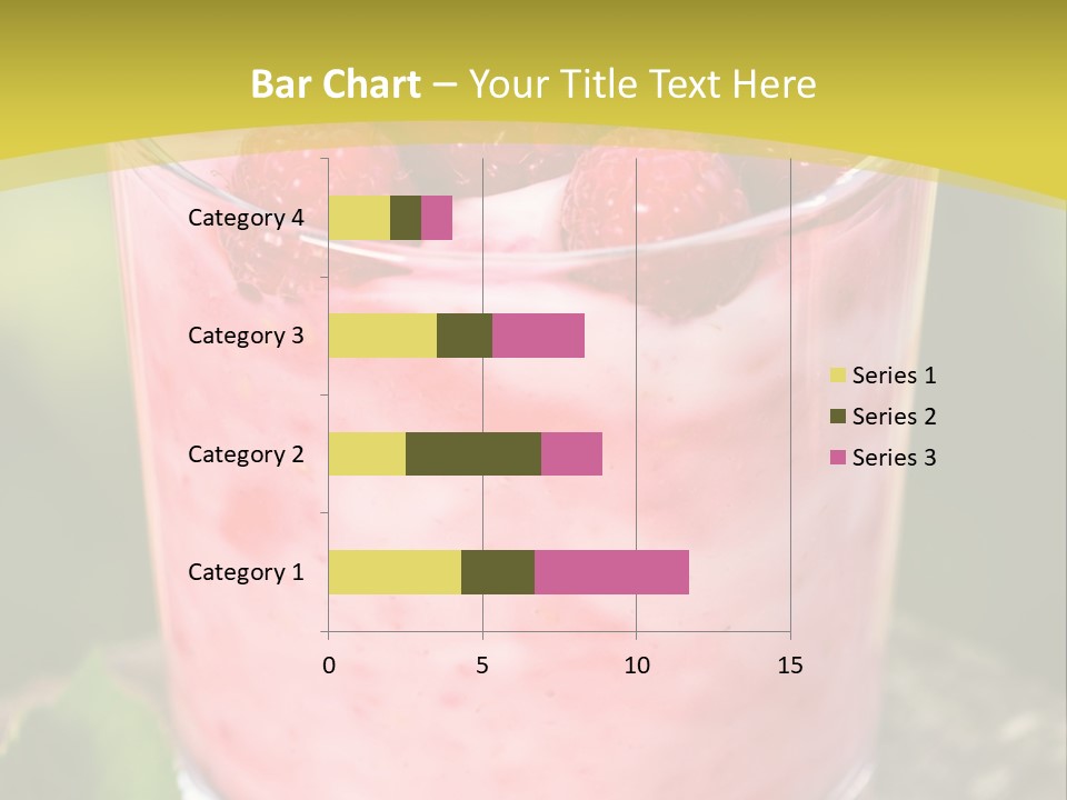 A Glass Of Raspberry Yogurt On A Wooden Table PowerPoint Template