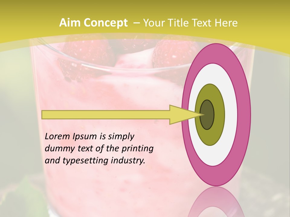 A Glass Of Raspberry Yogurt On A Wooden Table PowerPoint Template