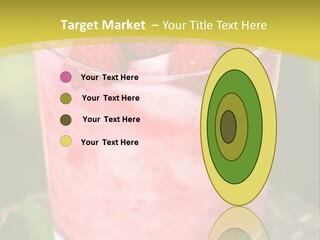 A Glass Of Raspberry Yogurt On A Wooden Table PowerPoint Template