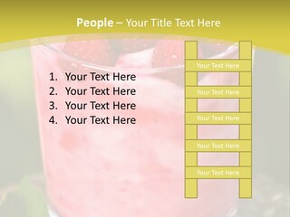 A Glass Of Raspberry Yogurt On A Wooden Table PowerPoint Template