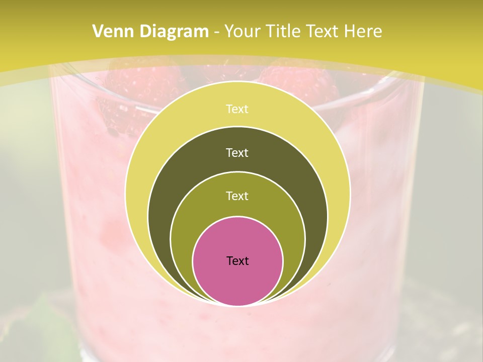 A Glass Of Raspberry Yogurt On A Wooden Table PowerPoint Template
