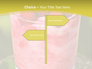 A Glass Of Raspberry Yogurt On A Wooden Table PowerPoint Template