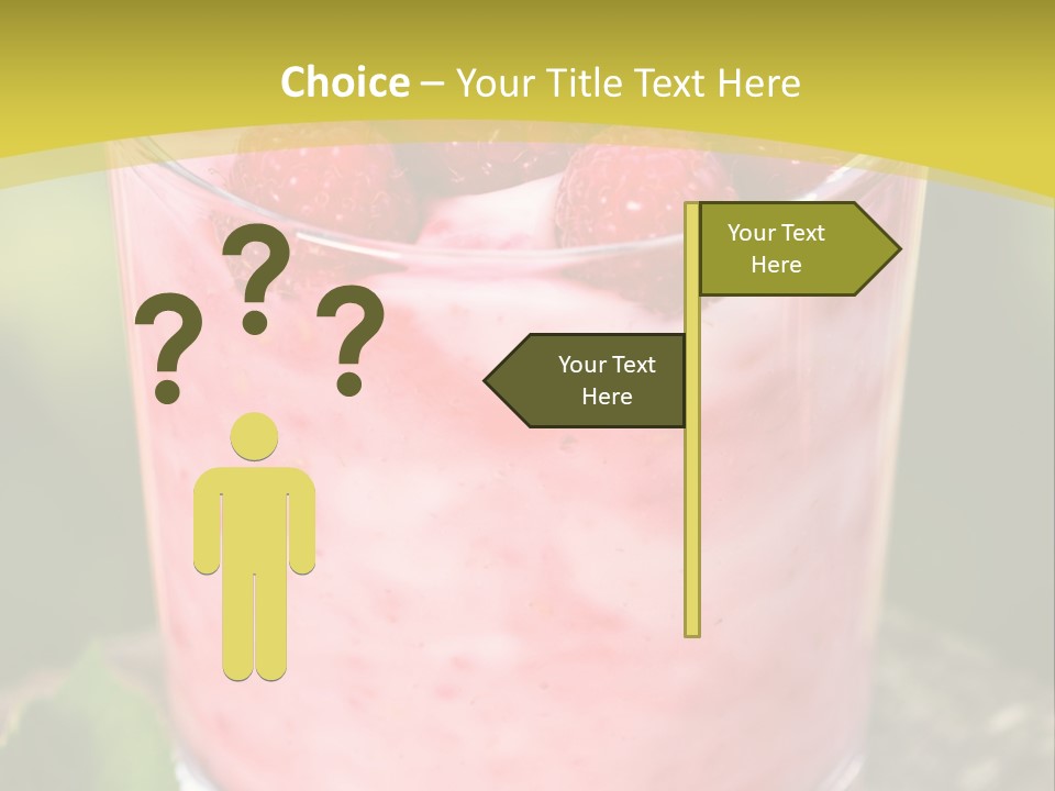 A Glass Of Raspberry Yogurt On A Wooden Table PowerPoint Template