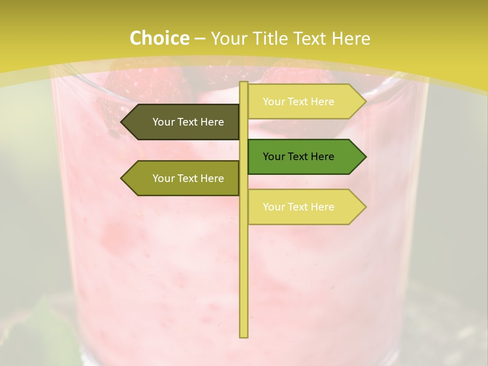 A Glass Of Raspberry Yogurt On A Wooden Table PowerPoint Template