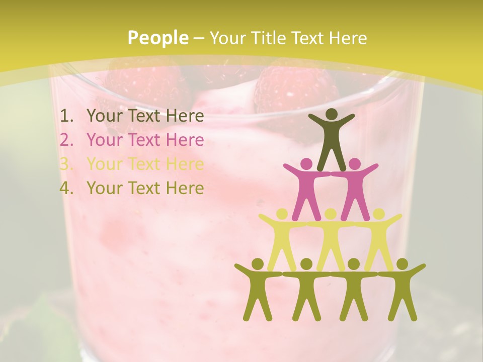 A Glass Of Raspberry Yogurt On A Wooden Table PowerPoint Template