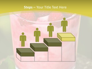 A Glass Of Raspberry Yogurt On A Wooden Table PowerPoint Template