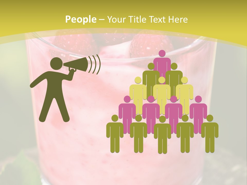 A Glass Of Raspberry Yogurt On A Wooden Table PowerPoint Template