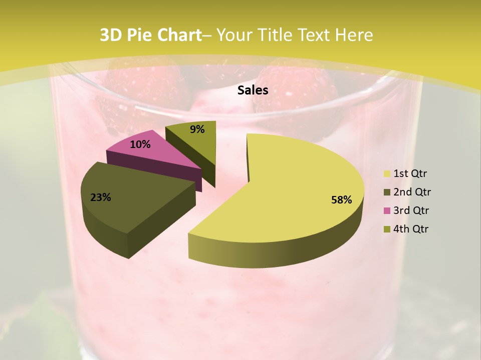 A Glass Of Raspberry Yogurt On A Wooden Table PowerPoint Template
