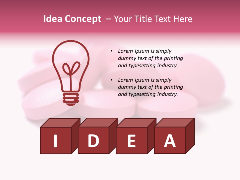A Pile Of Pink Pills Sitting On Top Of A White Table PowerPoint Template