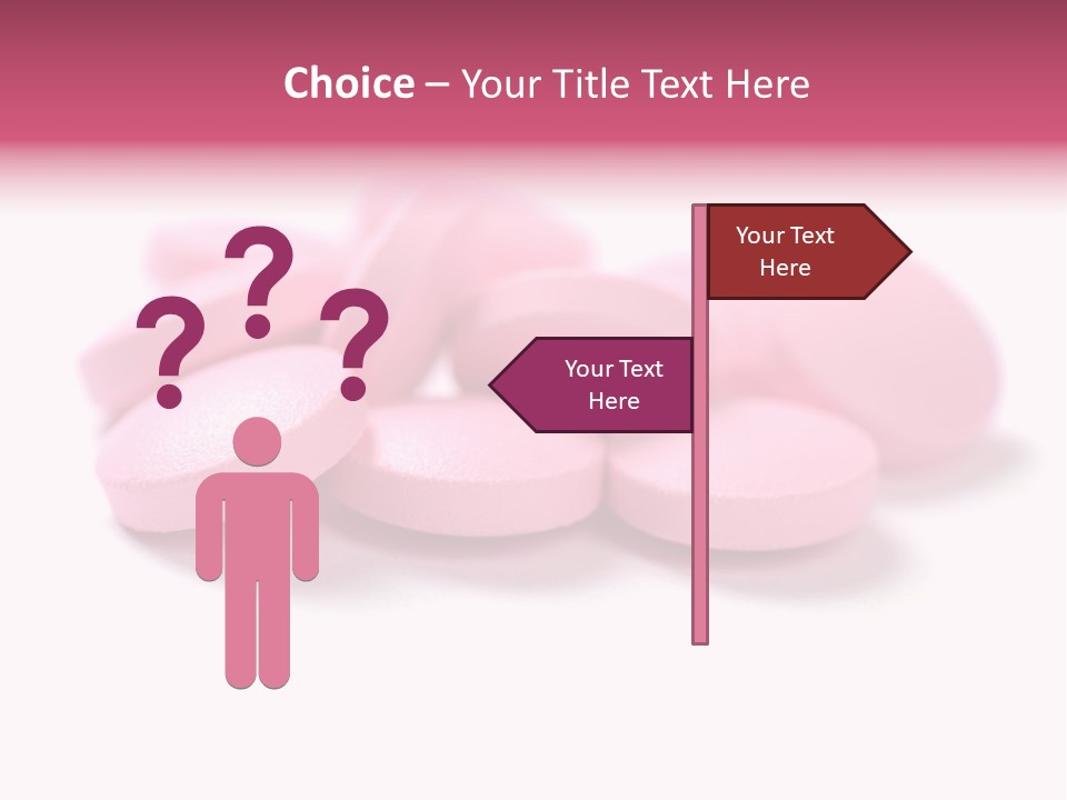 A Pile Of Pink Pills Sitting On Top Of A White Table PowerPoint Template