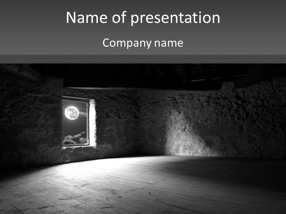 A Dark Room With A Light Coming From The Window PowerPoint Template