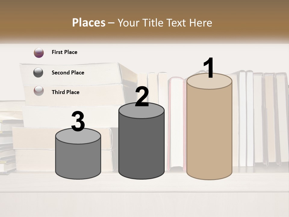 A Row Of Books Sitting On Top Of A Wooden Table PowerPoint Template