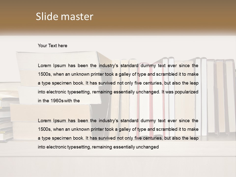 A Row Of Books Sitting On Top Of A Wooden Table PowerPoint Template