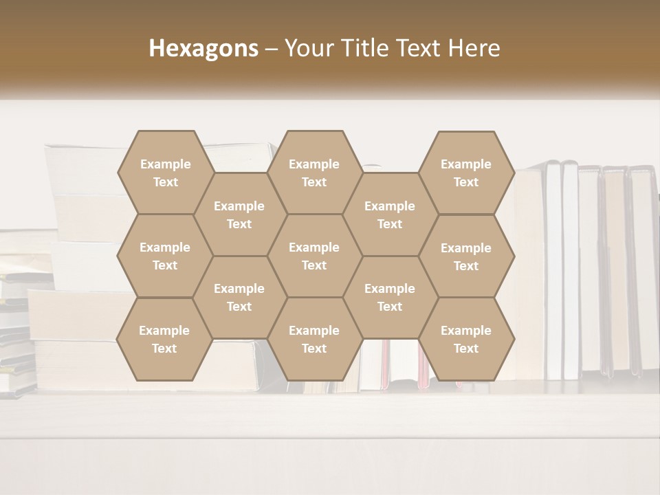 A Row Of Books Sitting On Top Of A Wooden Table PowerPoint Template