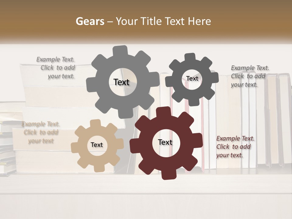 A Row Of Books Sitting On Top Of A Wooden Table PowerPoint Template