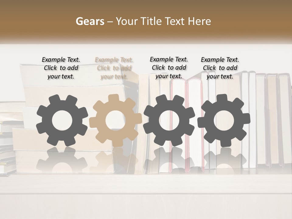 A Row Of Books Sitting On Top Of A Wooden Table PowerPoint Template