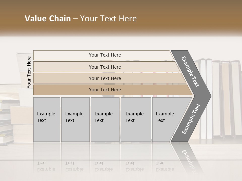 A Row Of Books Sitting On Top Of A Wooden Table PowerPoint Template