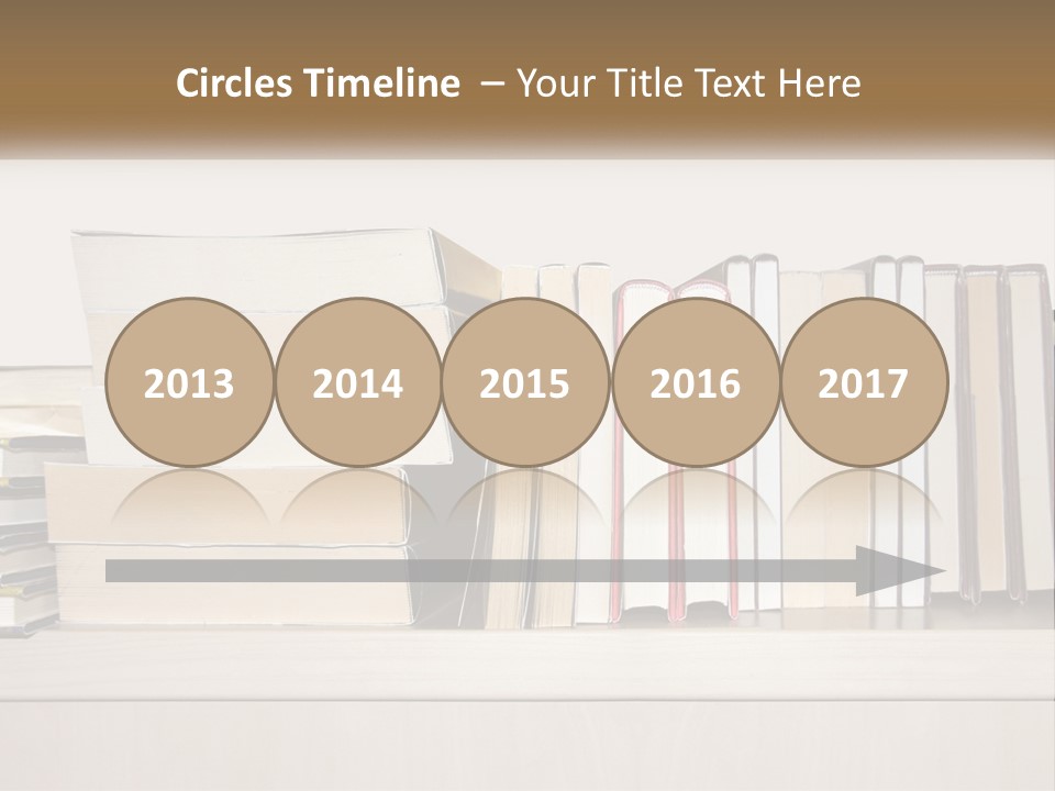 A Row Of Books Sitting On Top Of A Wooden Table PowerPoint Template