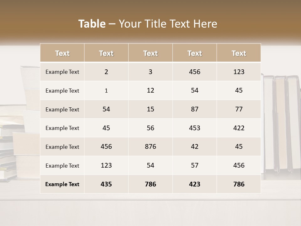 A Row Of Books Sitting On Top Of A Wooden Table PowerPoint Template