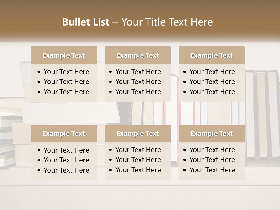 A Row Of Books Sitting On Top Of A Wooden Table PowerPoint Template