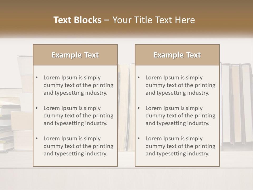 A Row Of Books Sitting On Top Of A Wooden Table PowerPoint Template