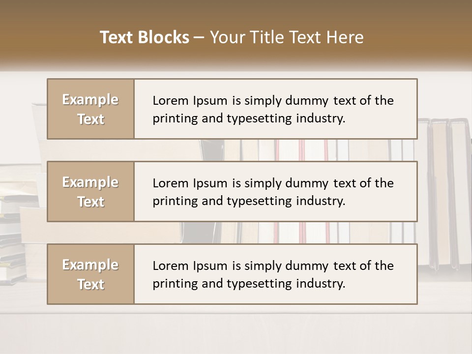 A Row Of Books Sitting On Top Of A Wooden Table PowerPoint Template
