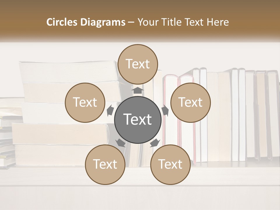 A Row Of Books Sitting On Top Of A Wooden Table PowerPoint Template