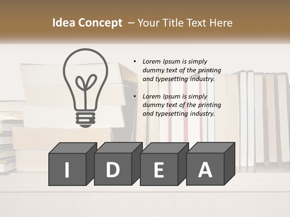 A Row Of Books Sitting On Top Of A Wooden Table PowerPoint Template