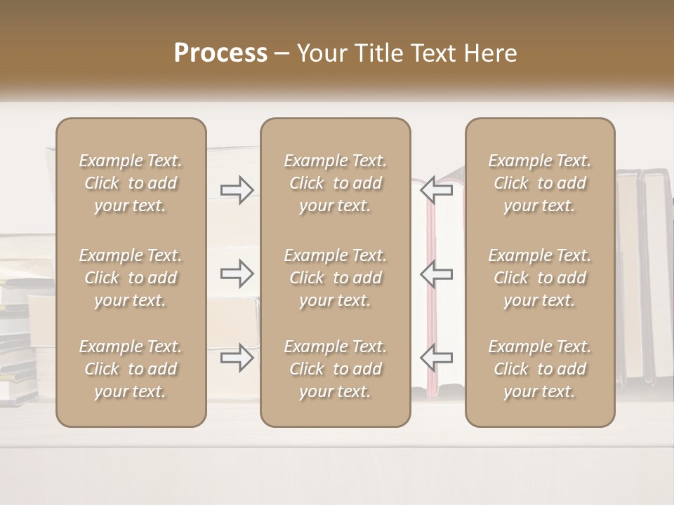 A Row Of Books Sitting On Top Of A Wooden Table PowerPoint Template